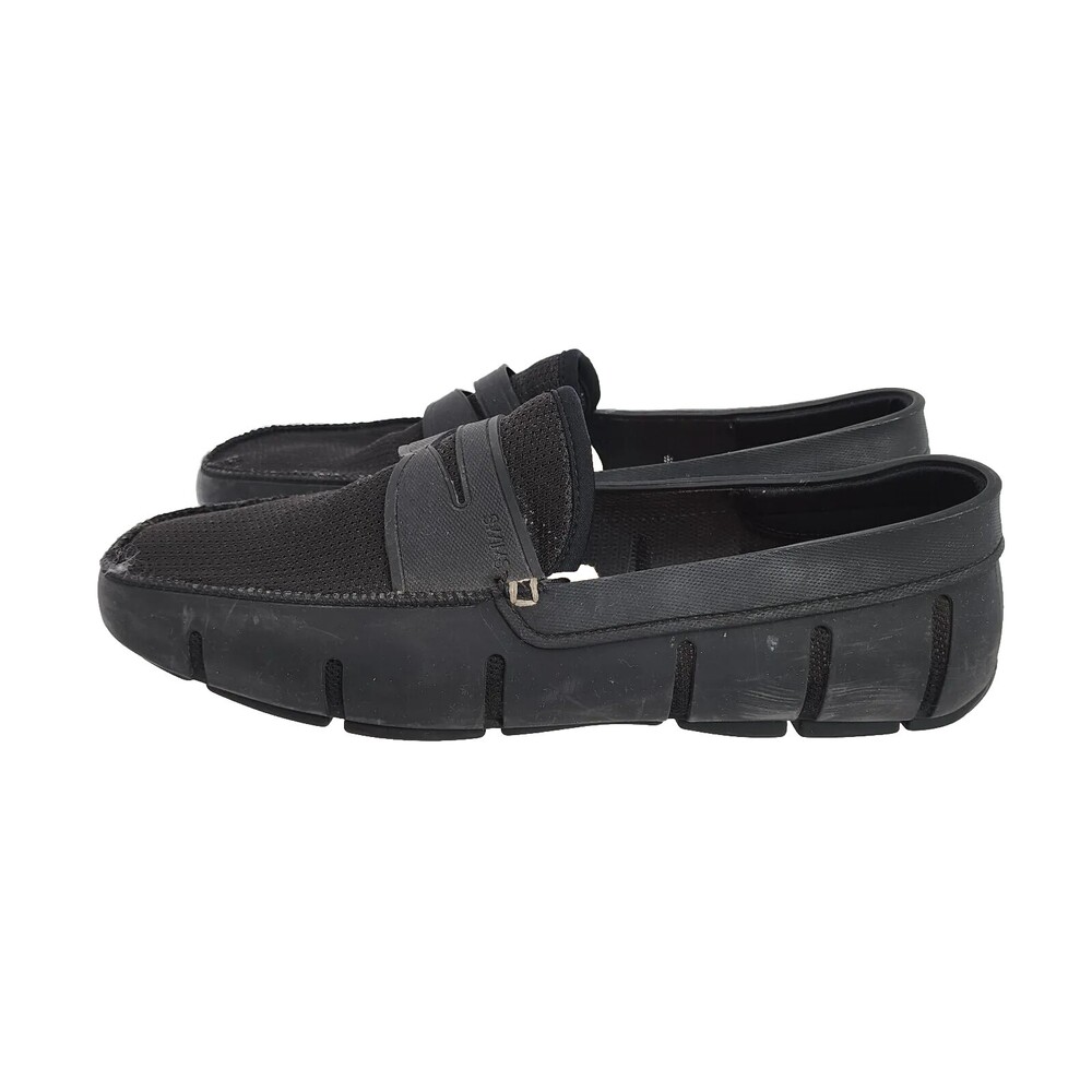 SWIMS Men 10 Penny Loafers Boat/Deck Shoes Charcoal Black Driver Moccasins Used